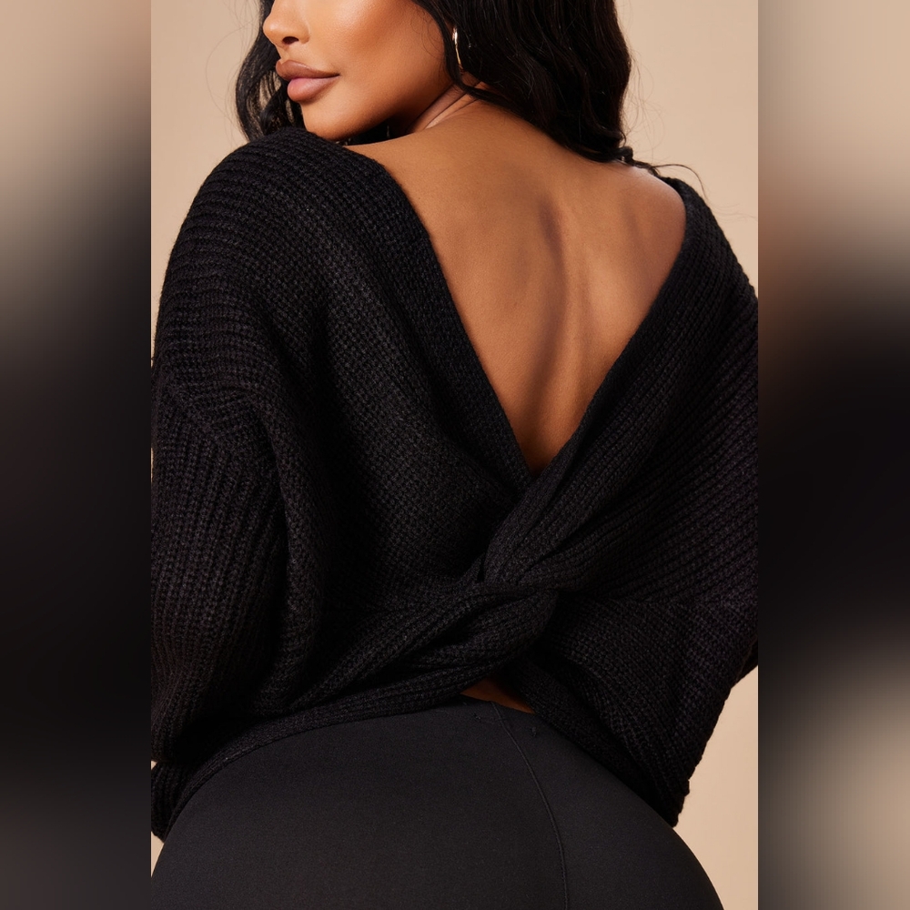 Black sweater Knot back detail